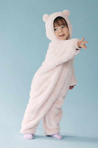 クマみみテディフリースロンパース