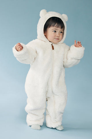 クマみみテディフリースロンパース