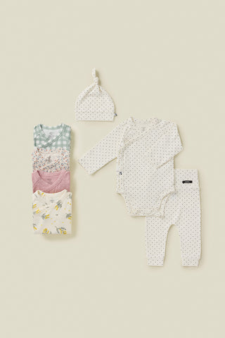 Newborn バンブーボディスーツ & レギンス & 結び帽セット