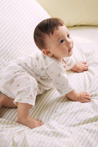 コットンメッシュ ロンパース ７分丈