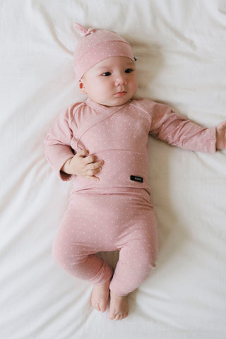 Newborn バンブーボディスーツ & レギンス & 結び帽セット