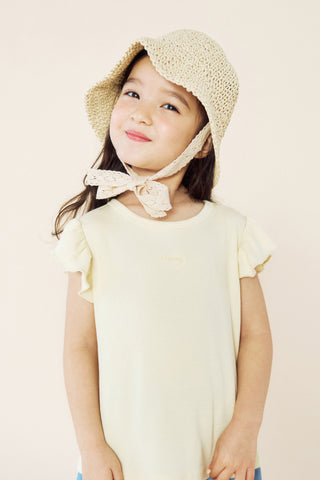 [26SS] モダール リブラッフル フリル半袖Ｔシャツ