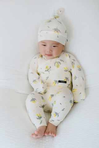 Newborn バンブーボディスーツ & レギンス & 結び帽セット
