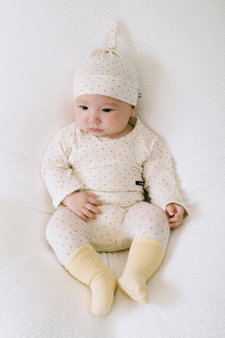 Newborn バンブーボディスーツ & レギンス & 結び帽セット