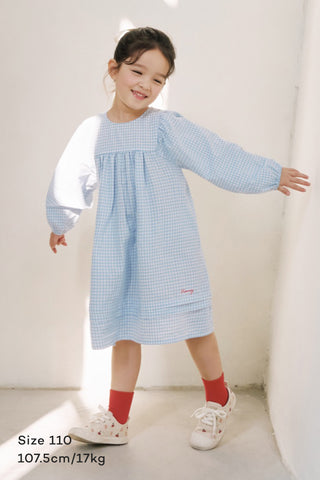 [26SS] チェック柄 長袖ワンピース