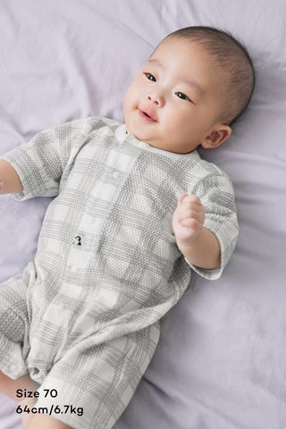 コットンメッシュ ロンパース ７分丈