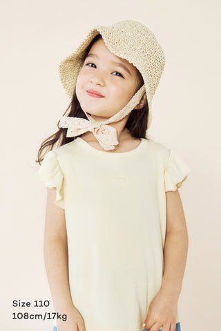 [26SS] モダール リブラッフル フリル半袖Ｔシャツ