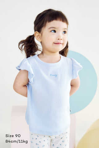 [26SS] モダール リブラッフル フリル半袖Ｔシャツ