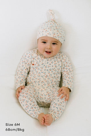Newborn バンブーボディスーツ & レギンス & 結び帽セット